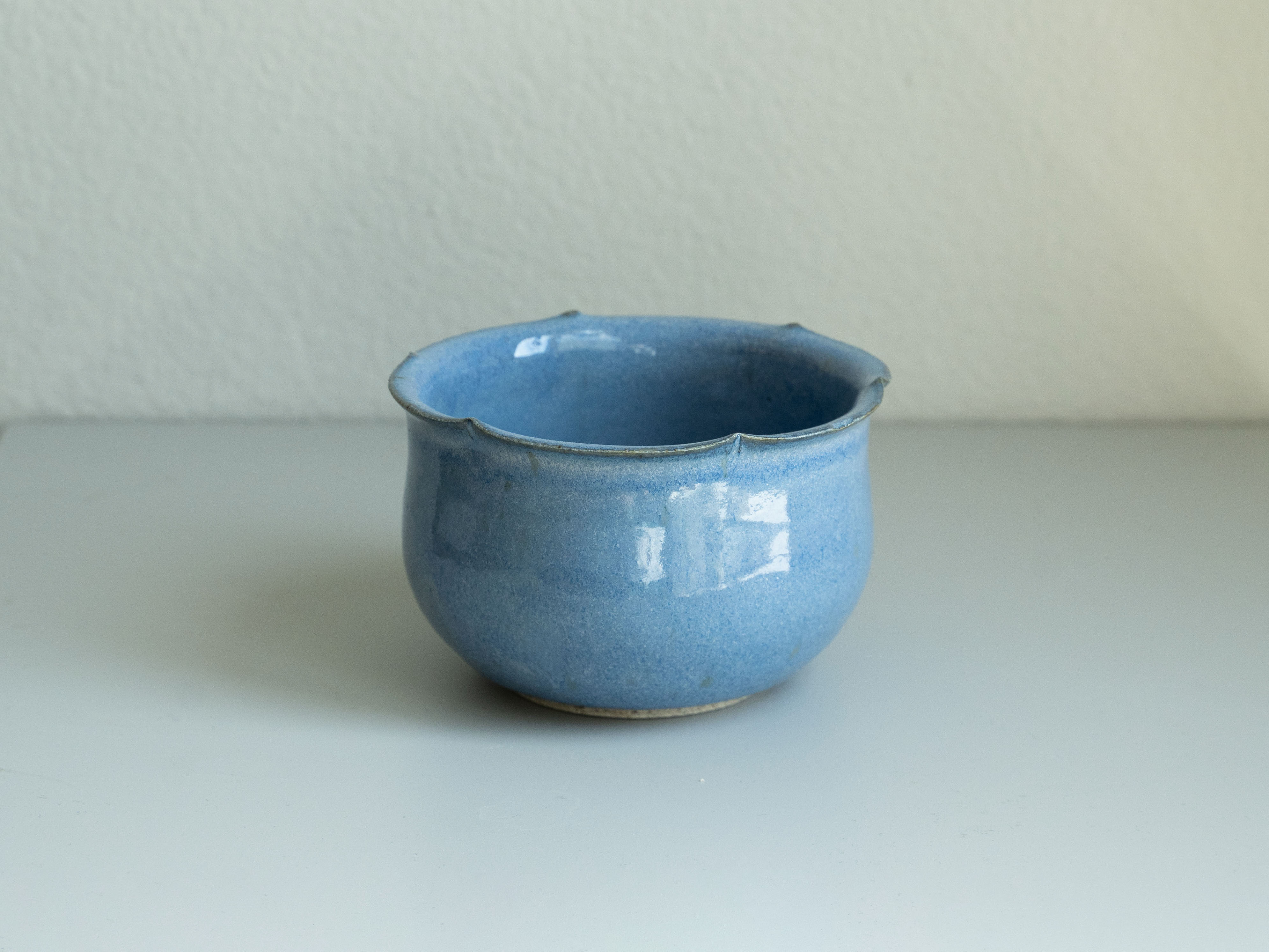 Sky Blue Glazed Petal Bowl, main view