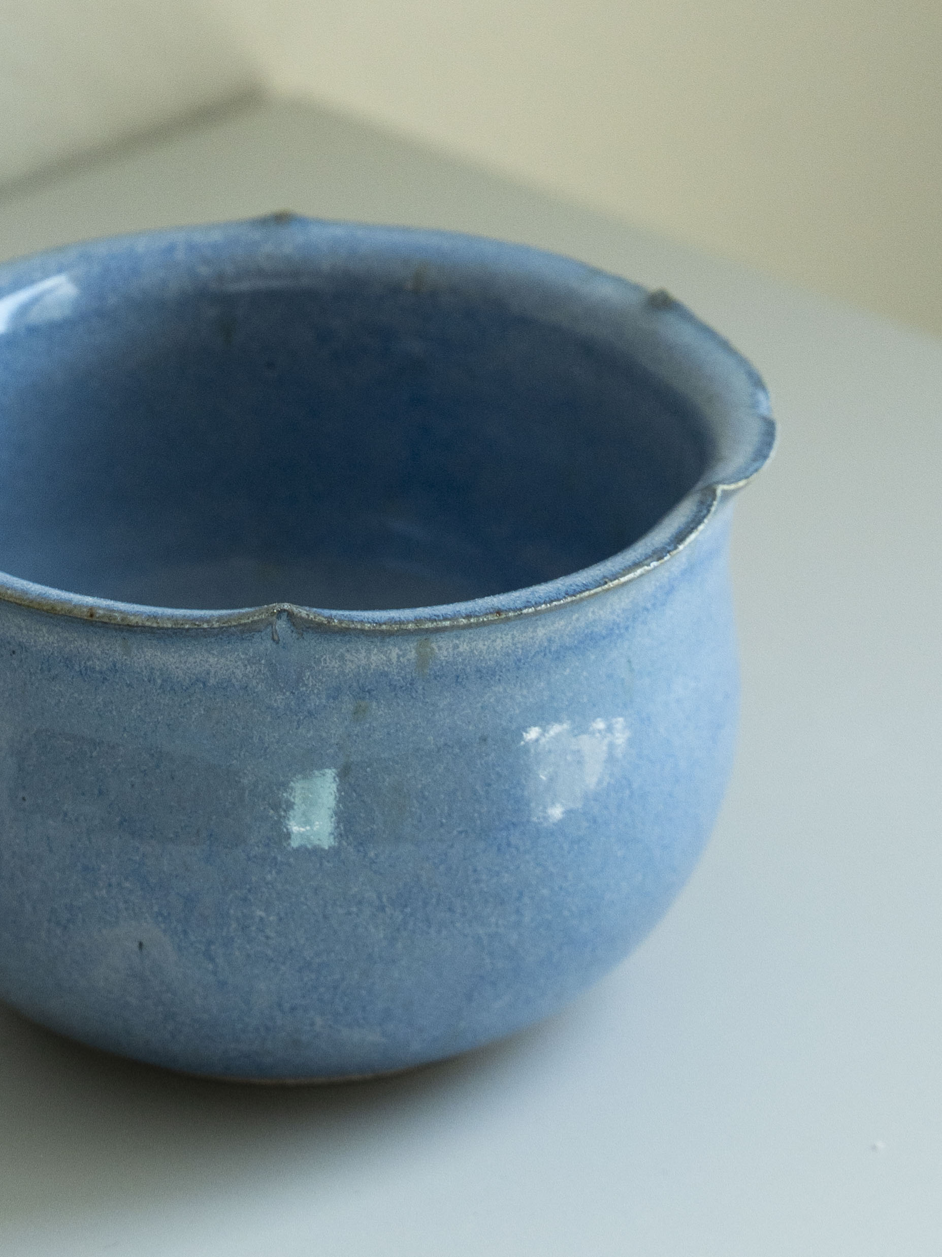 Sky Blue Glazed Petal Bowl, detail 3
