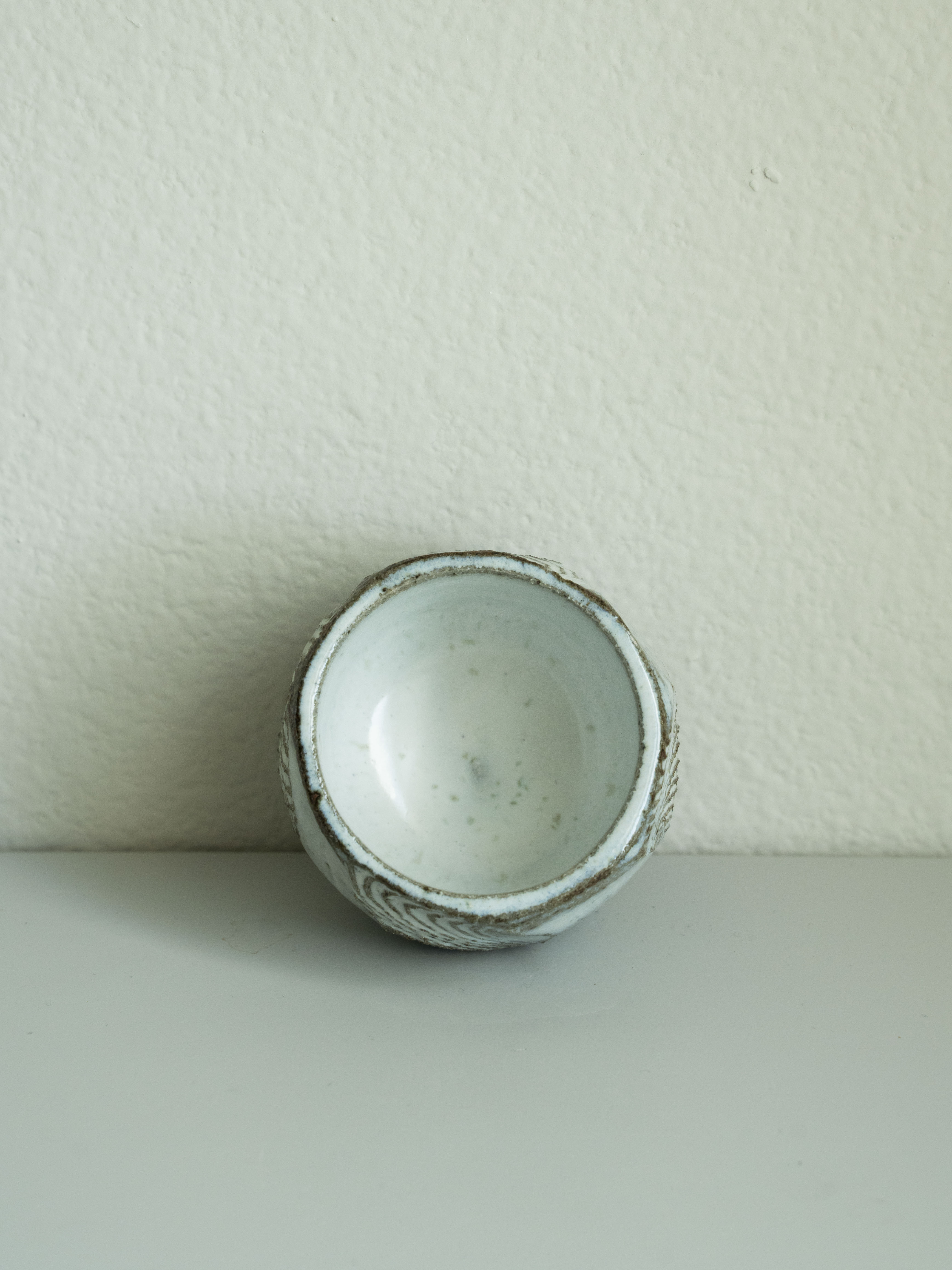 White Glazed Carved Tea Cup, detail 5